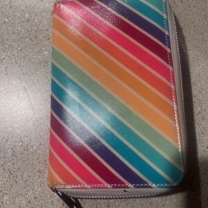 Multicolor Diagonal Stripe Zip Wallet